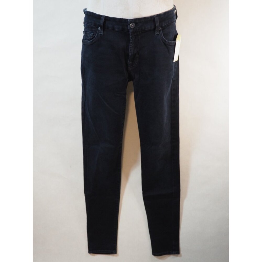 7 For All Mankind Black Guenevere Straight Skinny Denim Jeans, Size 31